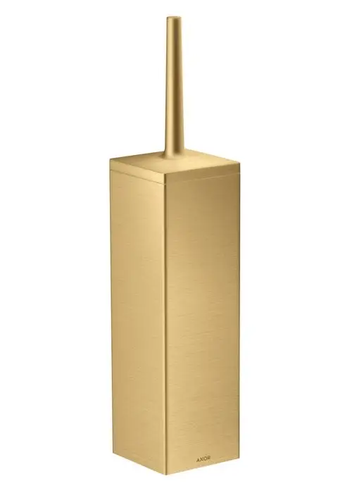 Toilettenbürstenhalter in rechteckiger Form mit gestreifter goldener Oberfläche, hergestellt von AXOR, für die Wandmontage geeignet.